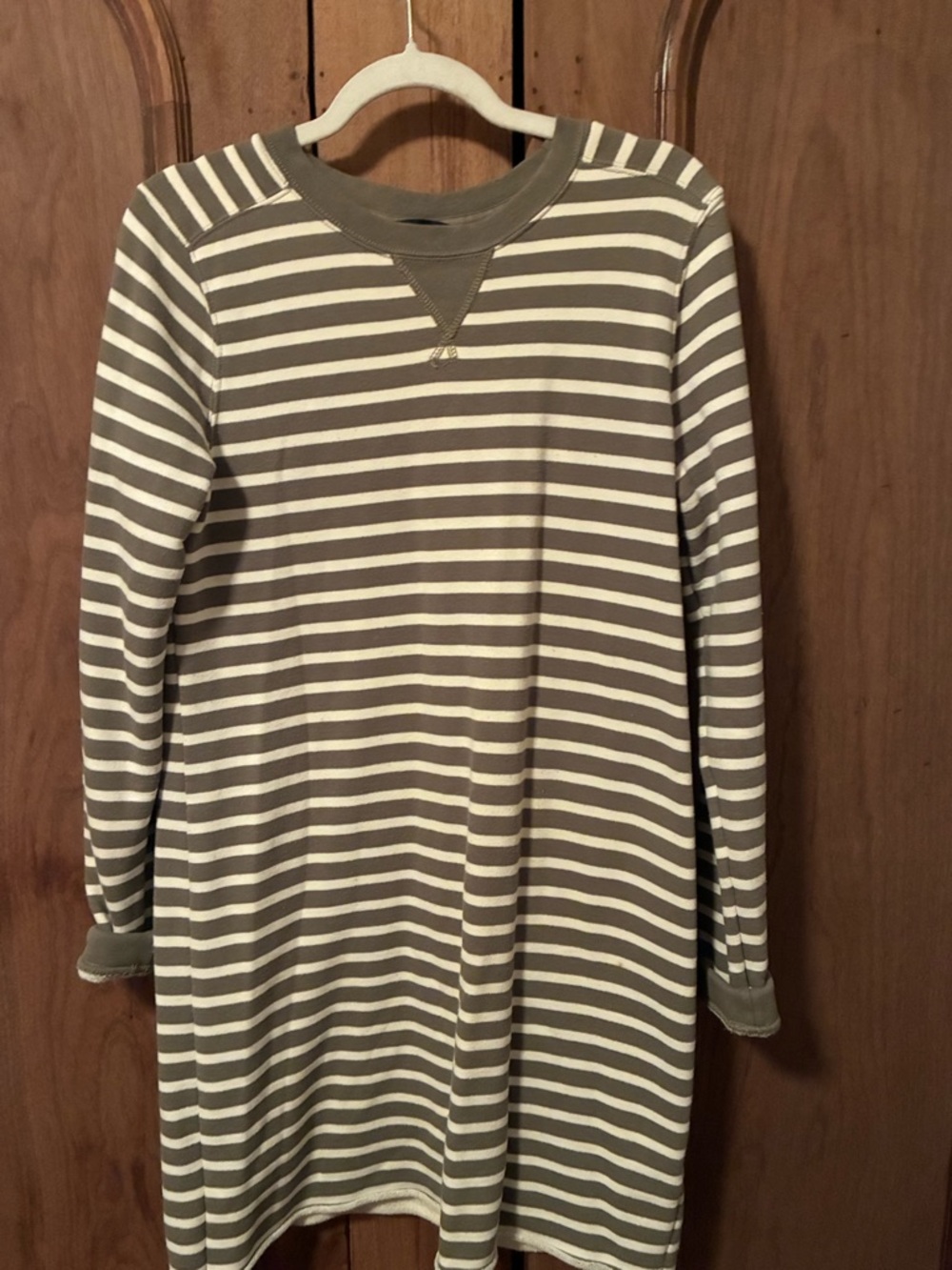 Abercrombie & Fitch Olive Green and White Striped Mini Dress